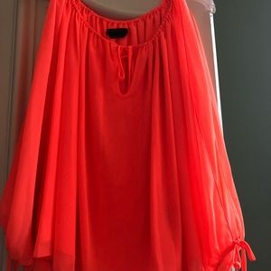 BCBG Maxazria neon orange blouse size M